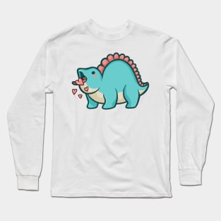 Cute Chubby Stegosaurus, Love, Dinosaur Long Sleeve T-Shirt